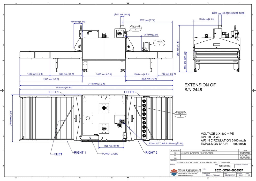 Cavazutti Dual 1900 Electric w/return belt 220v
